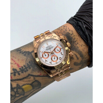 Custom Seiko Mod • White Rose Gold Arabic Daytona • 39.5mm
